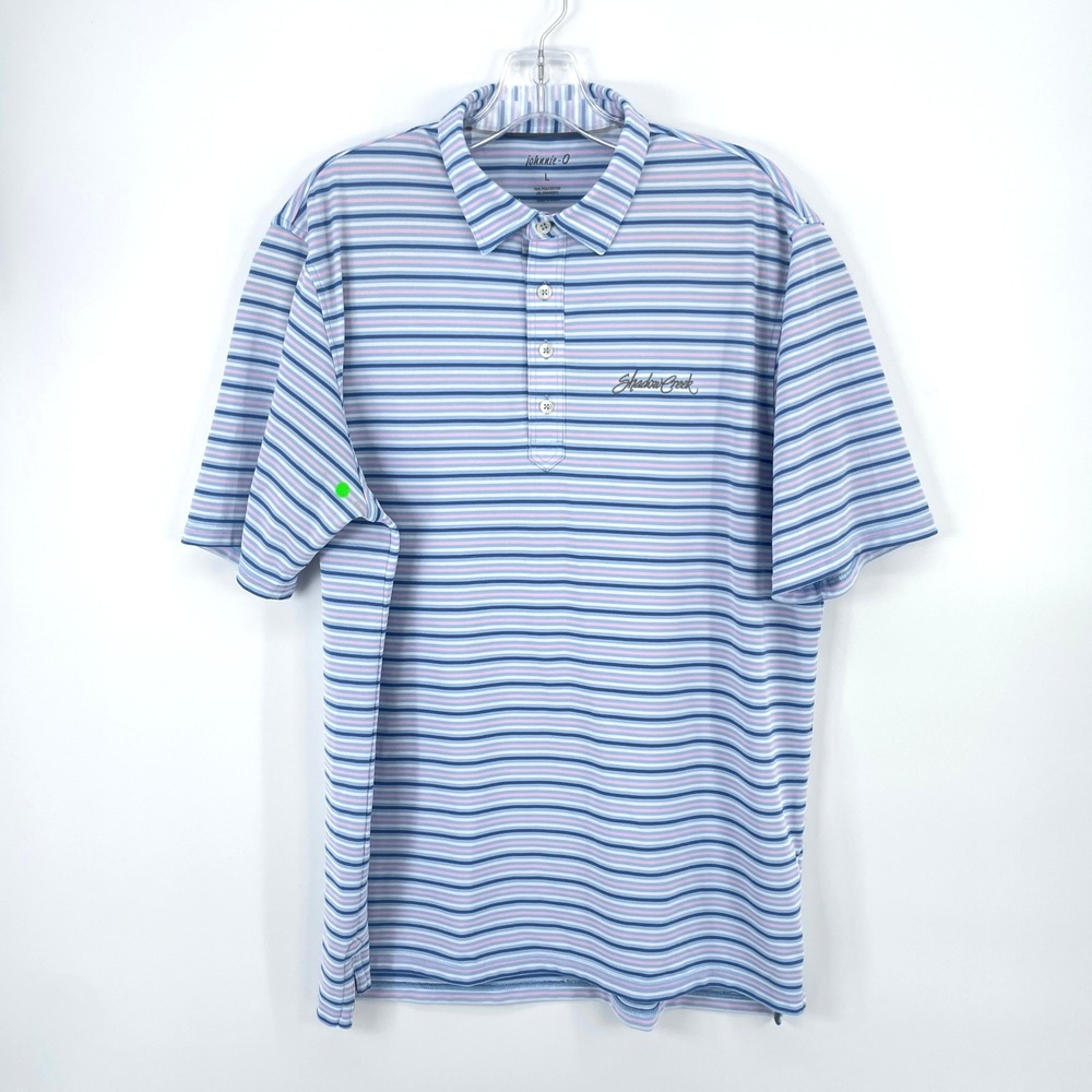 Johnnie-O Shadow Creek Golf Polo Shirt Men's Large L Gulf Blue Striped